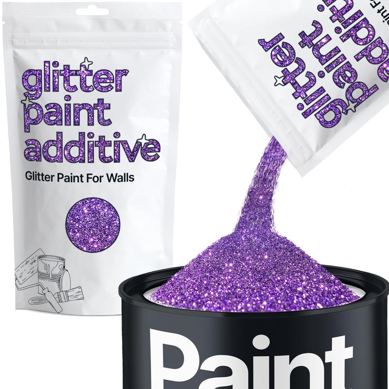 Hemway Glitter Paint Additive Glitter Crystals for Acrylic Paint, Interior & Exterior Walls, Wood, Varnish, Furniture, Matte, Gloss, Satin, Silk - 100g / 3.5oz - Purple - Image 1